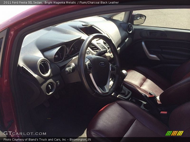 Bright Magenta Metallic / Plum/Charcoal Black Leather 2011 Ford Fiesta SEL Sedan