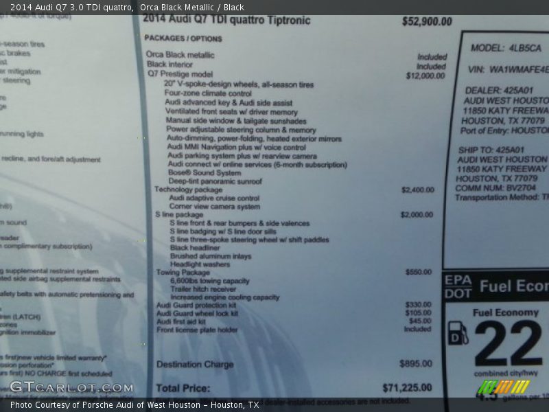  2014 Q7 3.0 TDI quattro Window Sticker