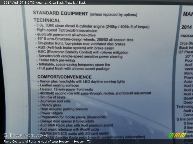 Orca Black Metallic / Black 2014 Audi Q7 3.0 TDI quattro