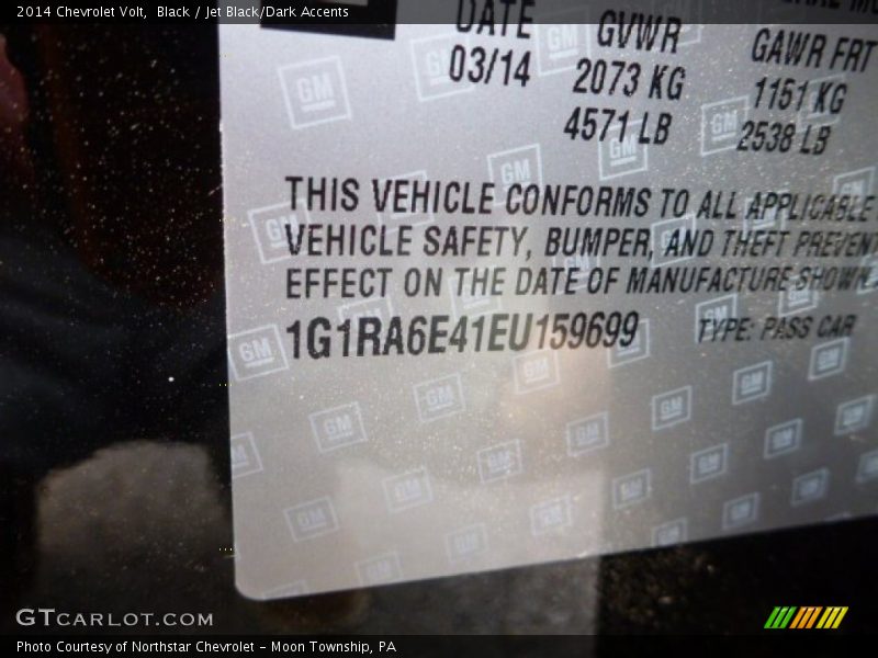 Black / Jet Black/Dark Accents 2014 Chevrolet Volt