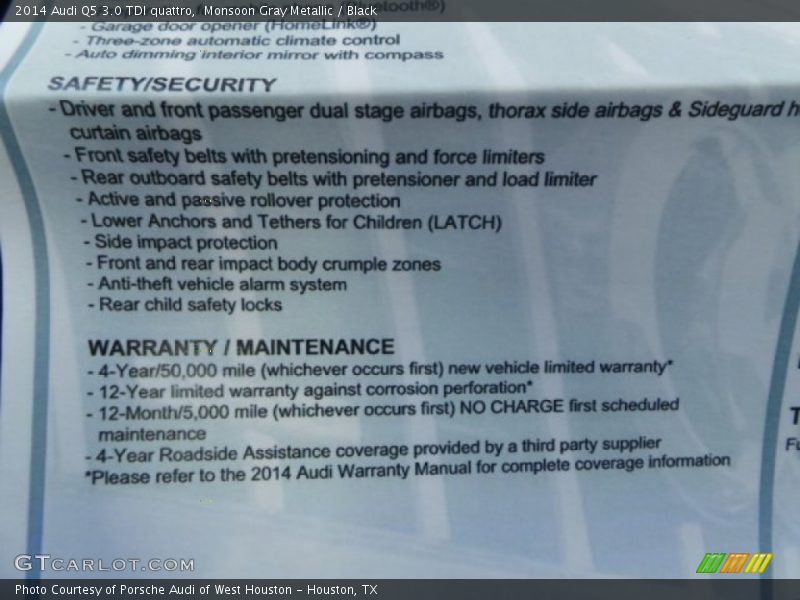 Monsoon Gray Metallic / Black 2014 Audi Q5 3.0 TDI quattro