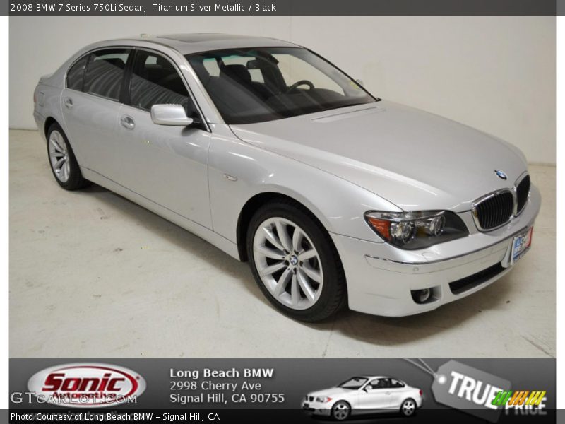 Titanium Silver Metallic / Black 2008 BMW 7 Series 750Li Sedan