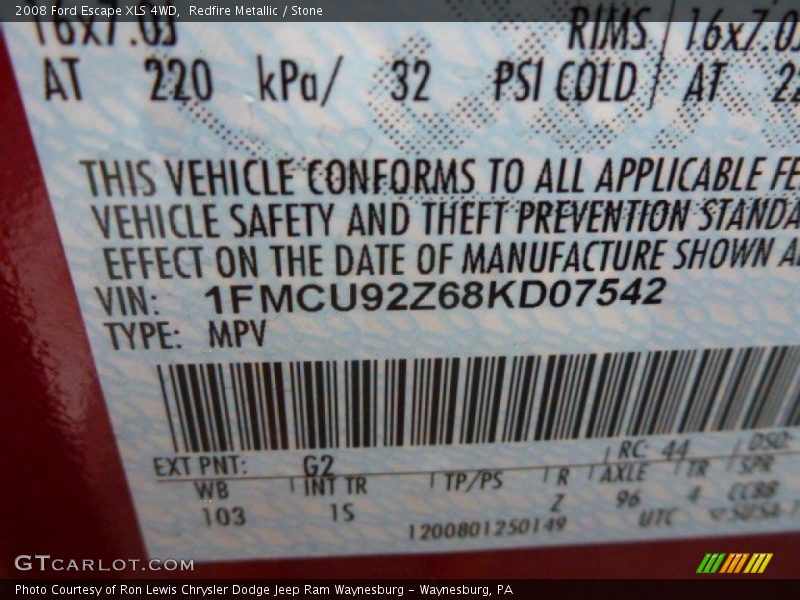 Redfire Metallic / Stone 2008 Ford Escape XLS 4WD