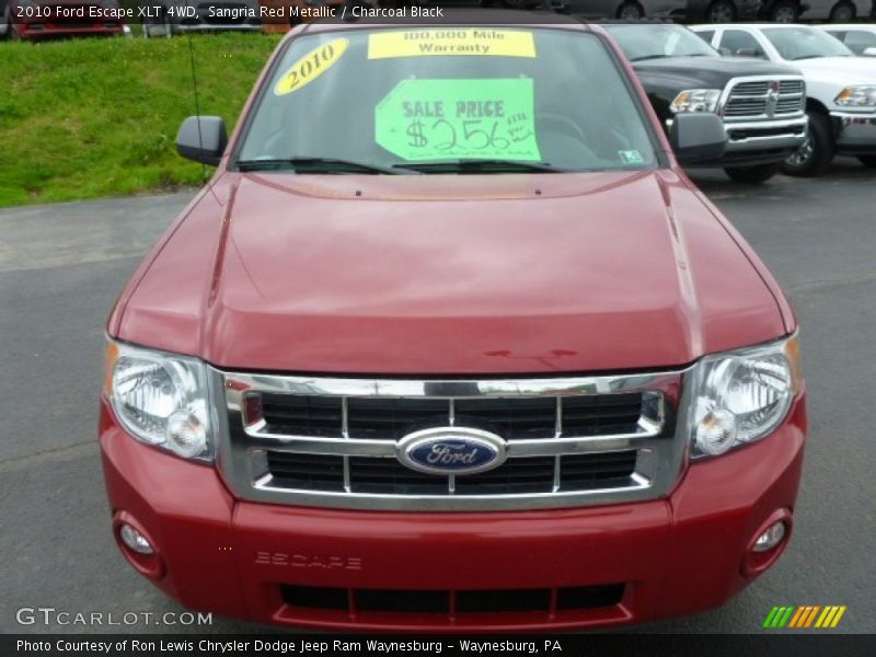 Sangria Red Metallic / Charcoal Black 2010 Ford Escape XLT 4WD
