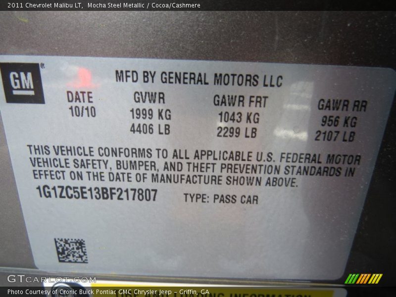 Mocha Steel Metallic / Cocoa/Cashmere 2011 Chevrolet Malibu LT