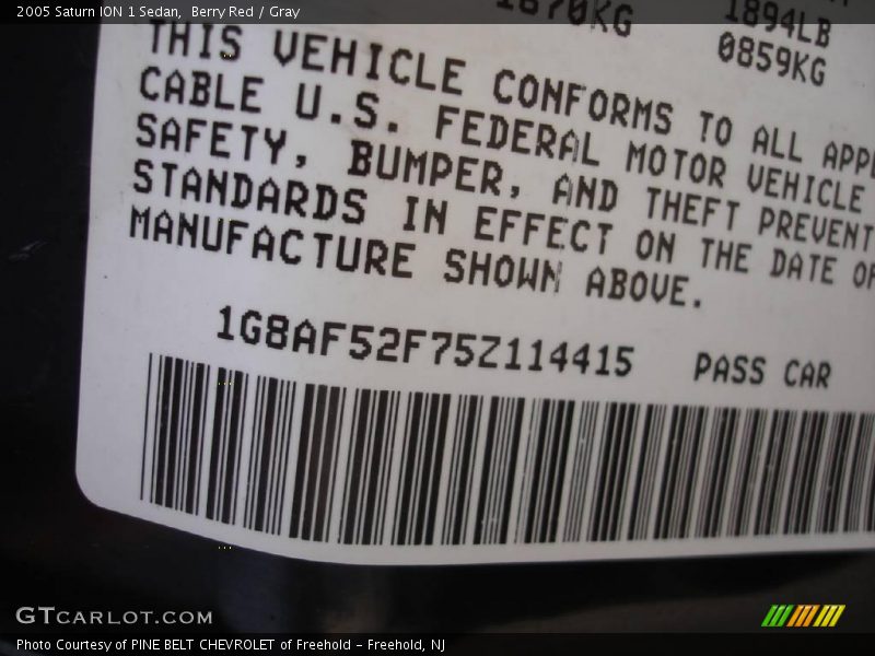 Berry Red / Gray 2005 Saturn ION 1 Sedan
