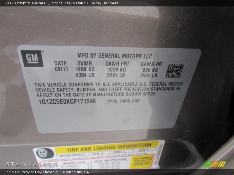 Mocha Steel Metallic / Cocoa/Cashmere 2012 Chevrolet Malibu LT