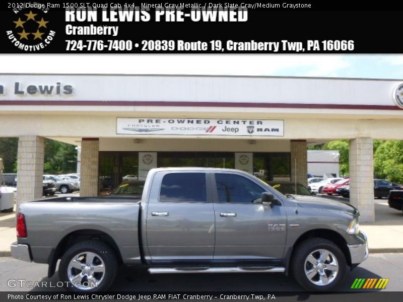 Mineral Gray Metallic / Dark Slate Gray/Medium Graystone 2012 Dodge Ram 1500 SLT Quad Cab 4x4