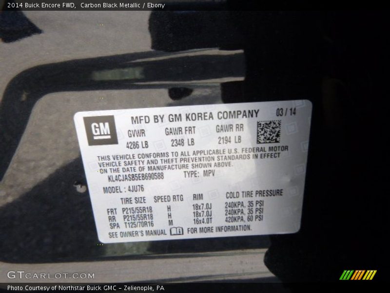 Carbon Black Metallic / Ebony 2014 Buick Encore FWD