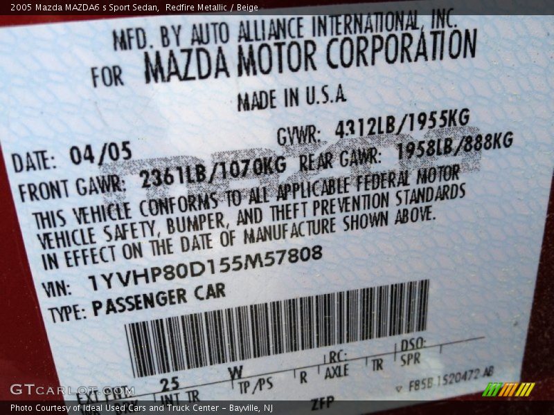 Redfire Metallic / Beige 2005 Mazda MAZDA6 s Sport Sedan