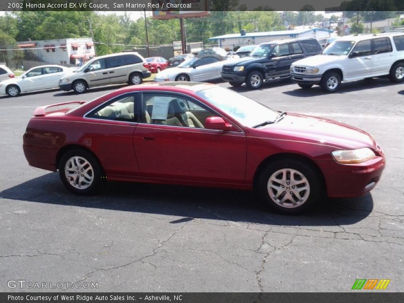 San Marino Red / Charcoal 2002 Honda Accord EX V6 Coupe