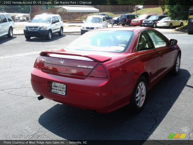 San Marino Red / Charcoal 2002 Honda Accord EX V6 Coupe