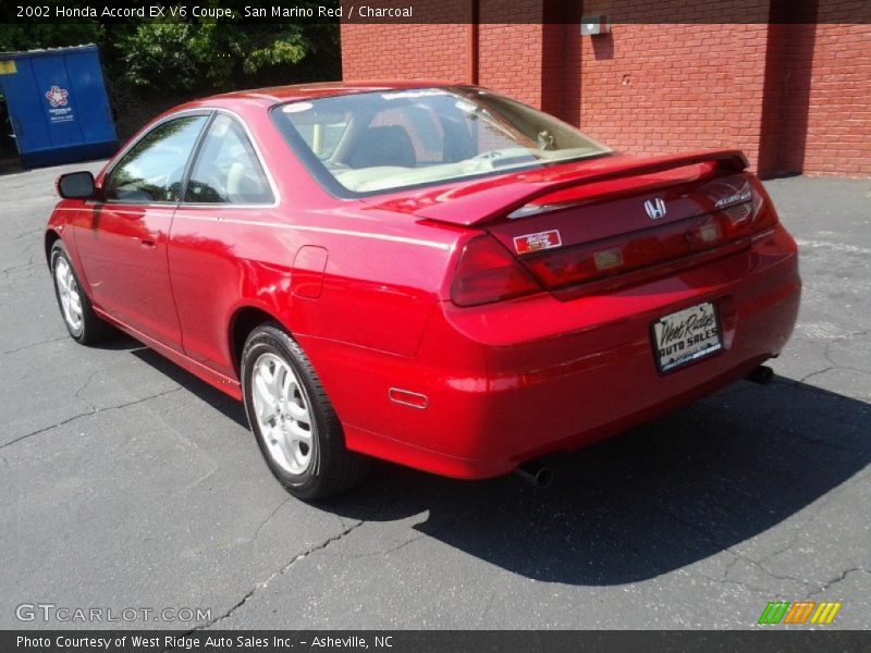 San Marino Red / Charcoal 2002 Honda Accord EX V6 Coupe