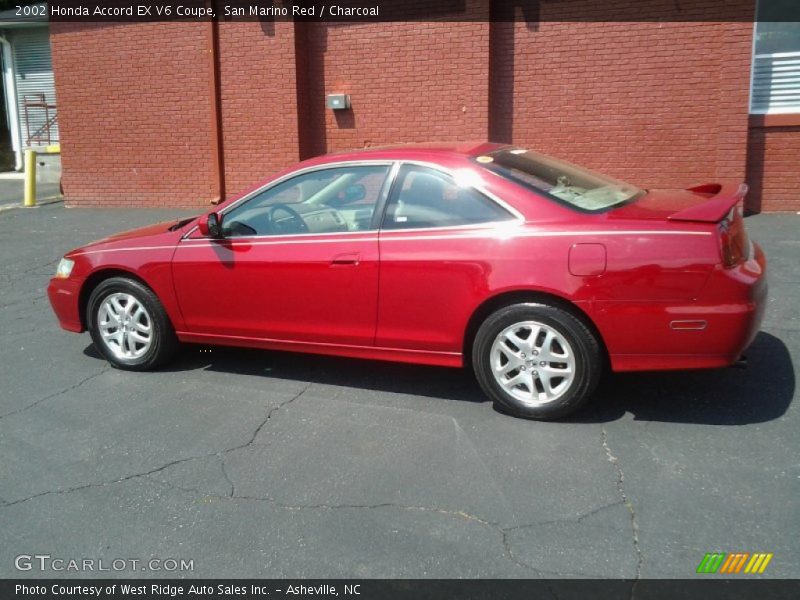 San Marino Red / Charcoal 2002 Honda Accord EX V6 Coupe