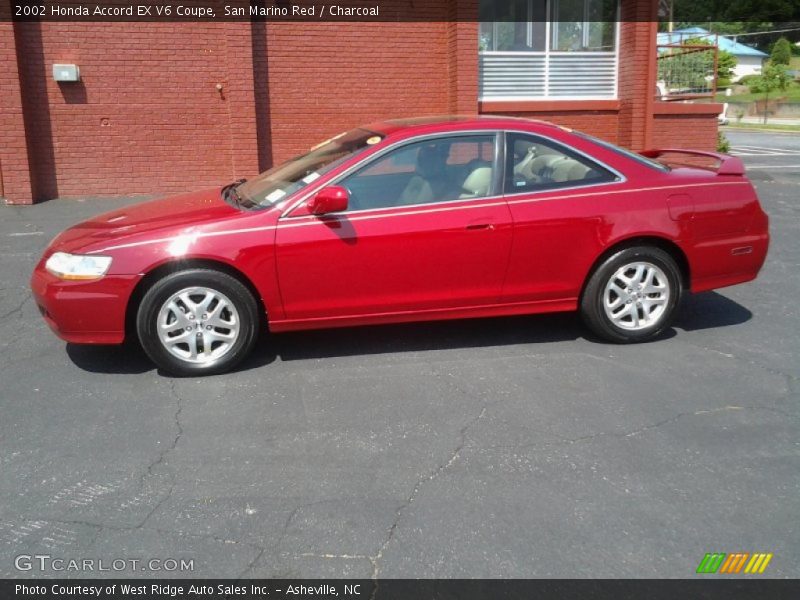 San Marino Red / Charcoal 2002 Honda Accord EX V6 Coupe