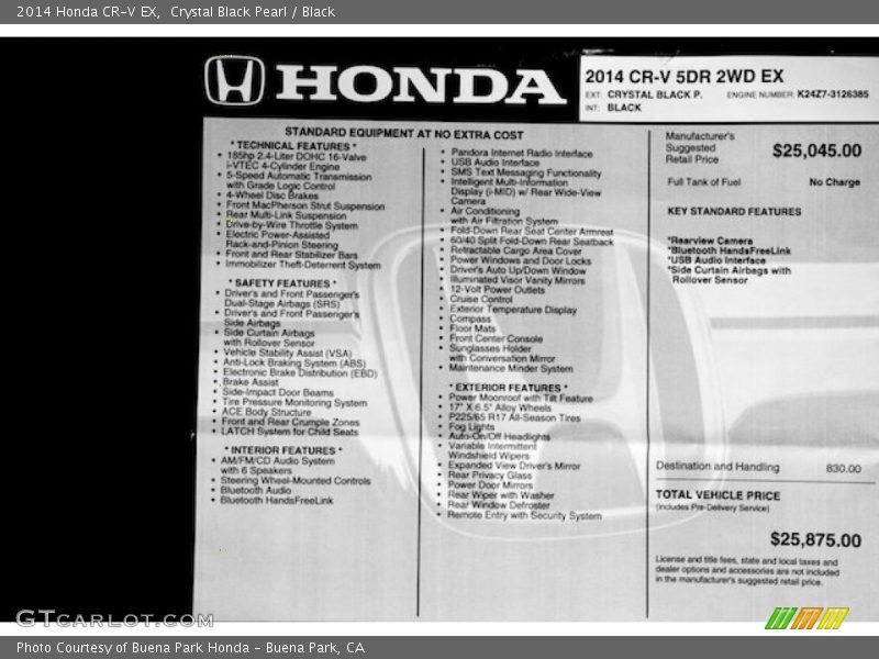 Crystal Black Pearl / Black 2014 Honda CR-V EX