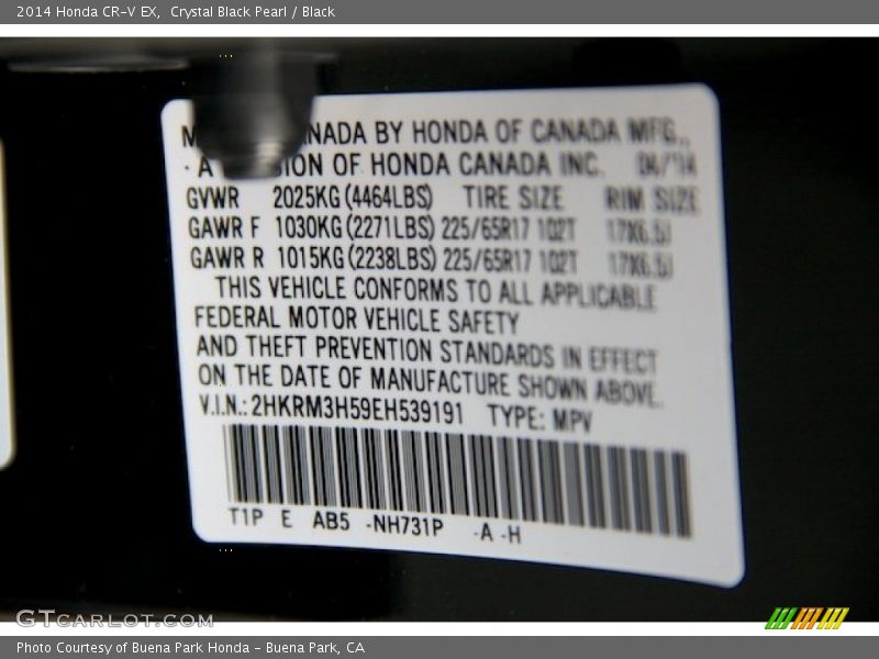 Crystal Black Pearl / Black 2014 Honda CR-V EX
