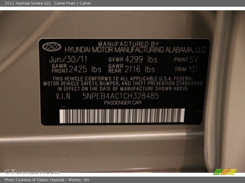 Camel Pearl / Camel 2012 Hyundai Sonata GLS