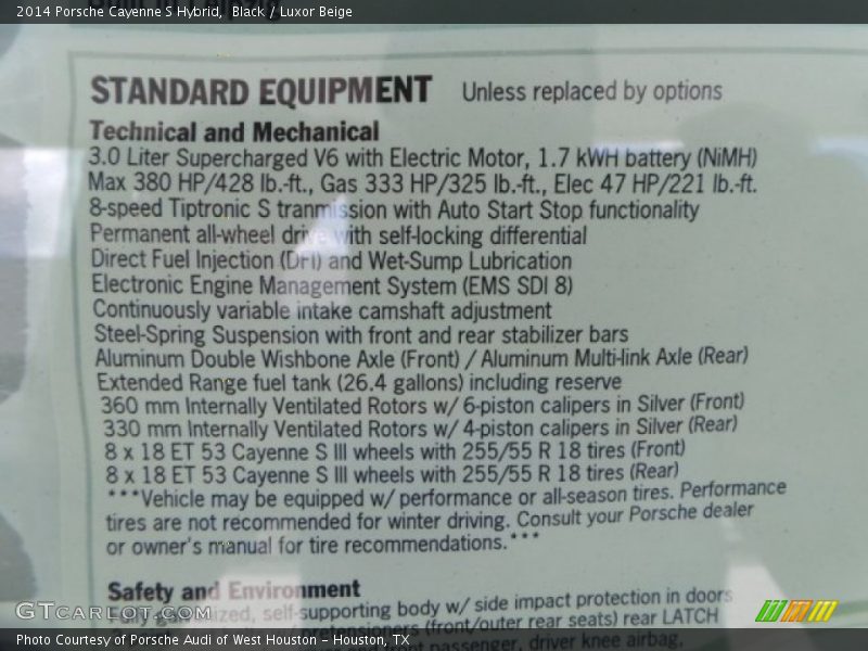 Black / Luxor Beige 2014 Porsche Cayenne S Hybrid