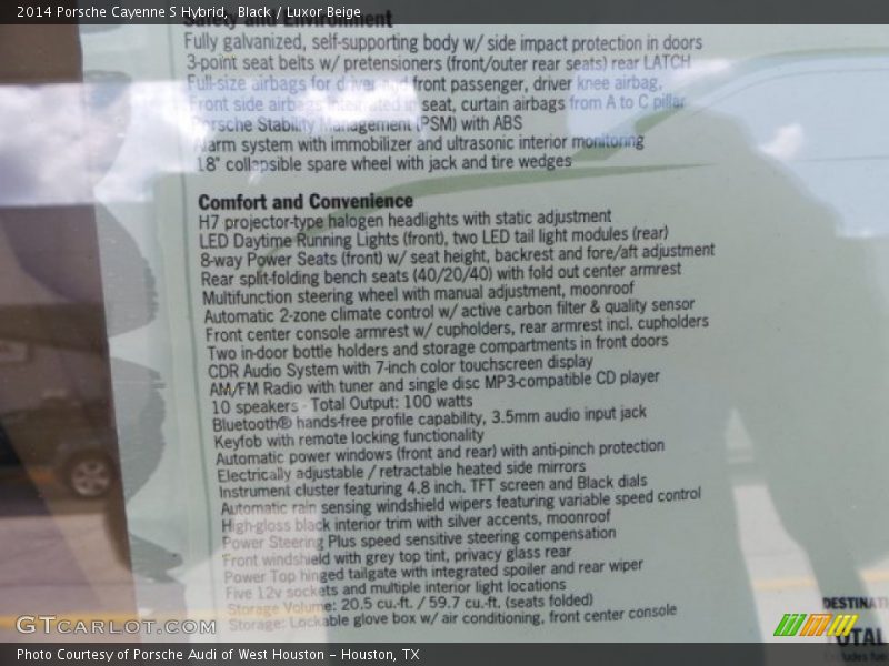 Black / Luxor Beige 2014 Porsche Cayenne S Hybrid