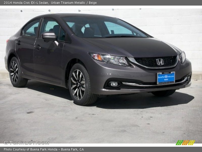 Urban Titanium Metallic / Beige 2014 Honda Civic EX-L Sedan