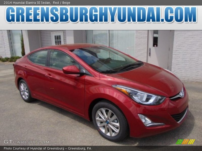 Red / Beige 2014 Hyundai Elantra SE Sedan