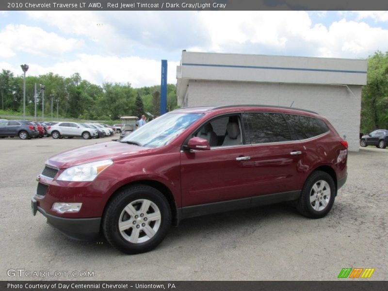 Red Jewel Tintcoat / Dark Gray/Light Gray 2010 Chevrolet Traverse LT AWD