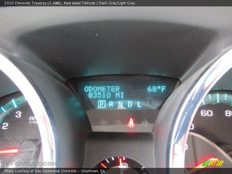 Red Jewel Tintcoat / Dark Gray/Light Gray 2010 Chevrolet Traverse LT AWD