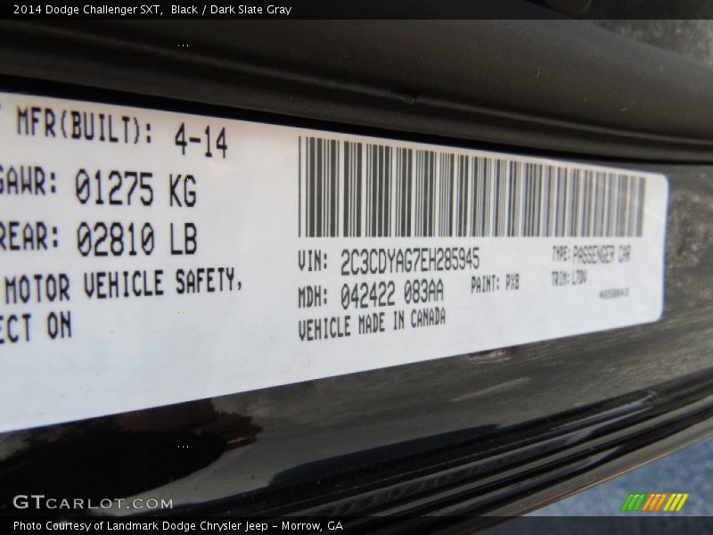 Black / Dark Slate Gray 2014 Dodge Challenger SXT