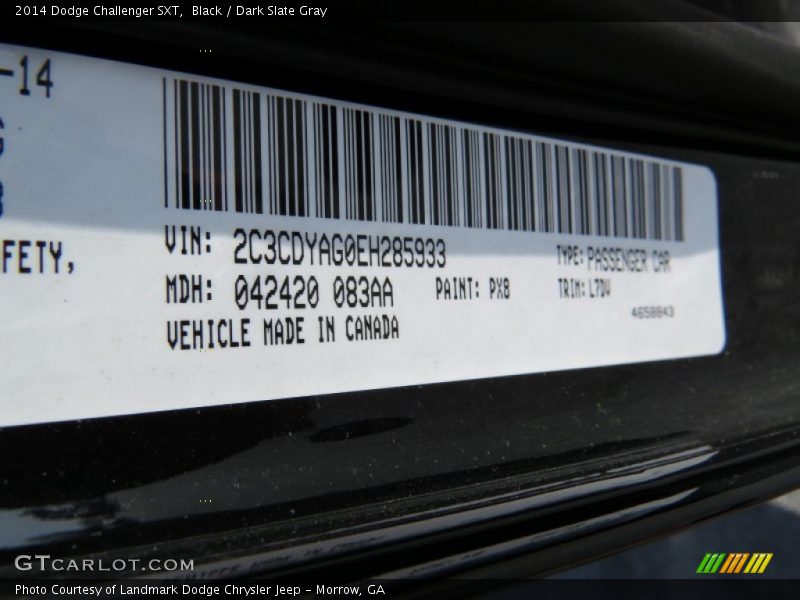 Black / Dark Slate Gray 2014 Dodge Challenger SXT