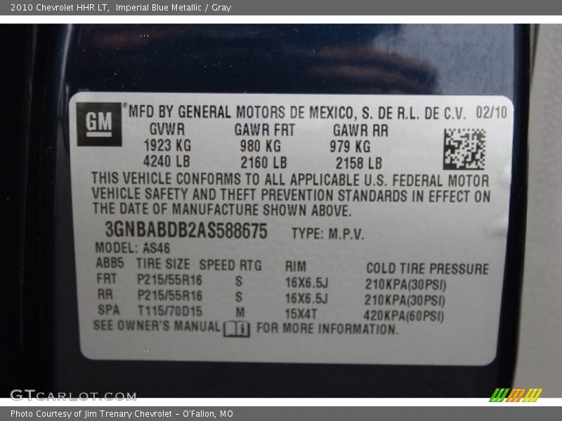 Imperial Blue Metallic / Gray 2010 Chevrolet HHR LT