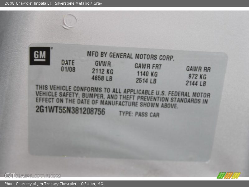 Silverstone Metallic / Gray 2008 Chevrolet Impala LT