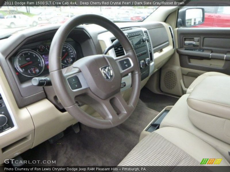 Deep Cherry Red Crystal Pearl / Dark Slate Gray/Russet Brown 2011 Dodge Ram 1500 SLT Crew Cab 4x4