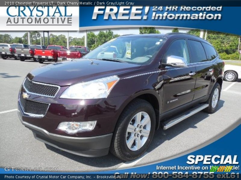 Dark Cherry Metallic / Dark Gray/Light Gray 2010 Chevrolet Traverse LT