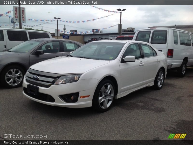 White Platinum Tri-Coat / Sport Red 2012 Ford Fusion Sport AWD