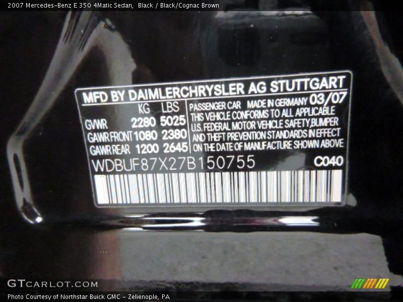 Black / Black/Cognac Brown 2007 Mercedes-Benz E 350 4Matic Sedan