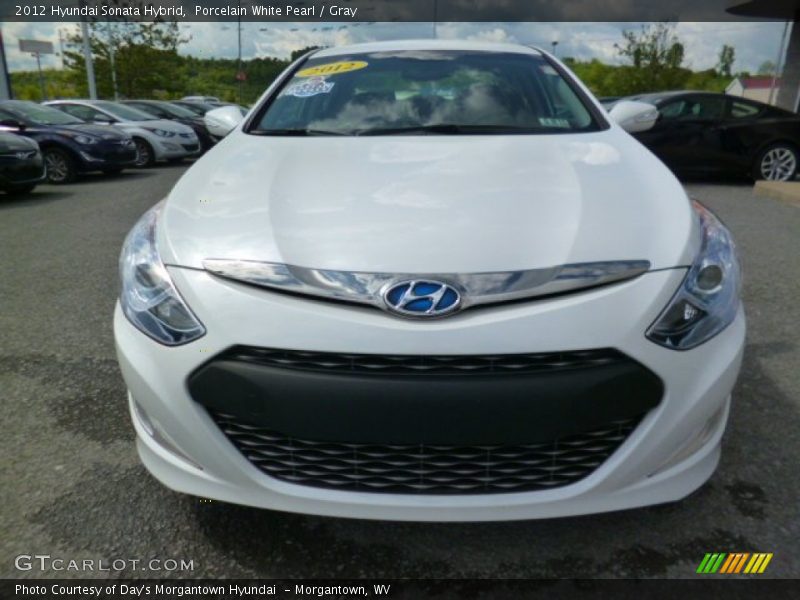 Porcelain White Pearl / Gray 2012 Hyundai Sonata Hybrid