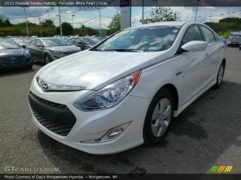 Porcelain White Pearl / Gray 2012 Hyundai Sonata Hybrid