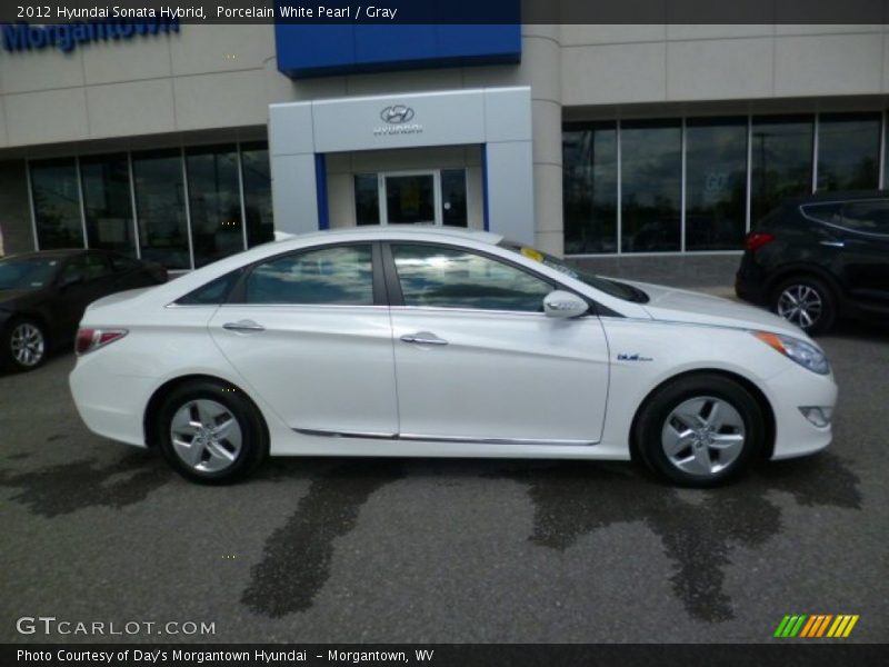 Porcelain White Pearl / Gray 2012 Hyundai Sonata Hybrid