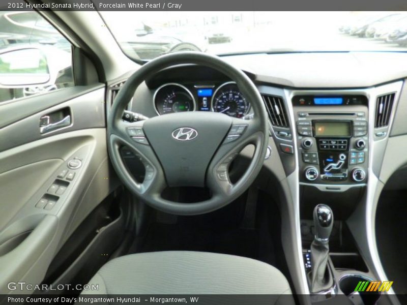 Porcelain White Pearl / Gray 2012 Hyundai Sonata Hybrid