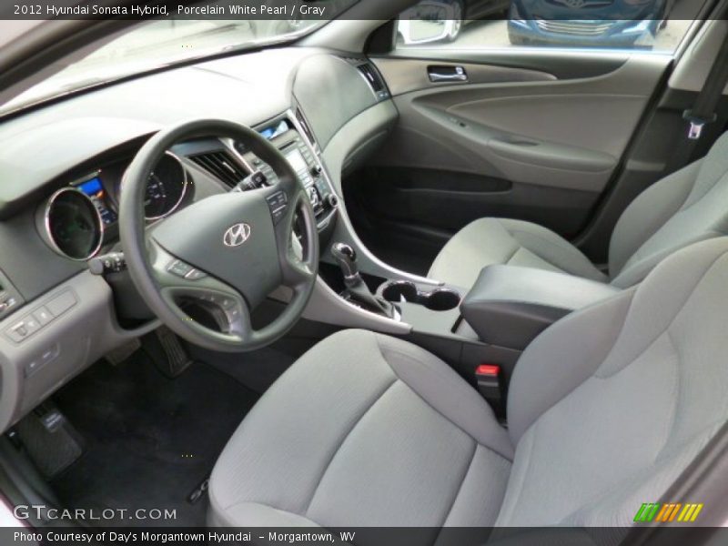 Porcelain White Pearl / Gray 2012 Hyundai Sonata Hybrid