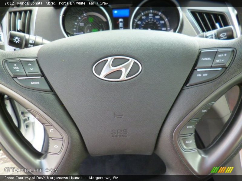 Porcelain White Pearl / Gray 2012 Hyundai Sonata Hybrid
