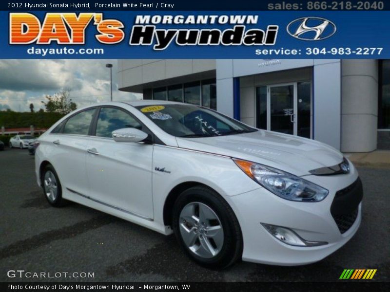 Porcelain White Pearl / Gray 2012 Hyundai Sonata Hybrid