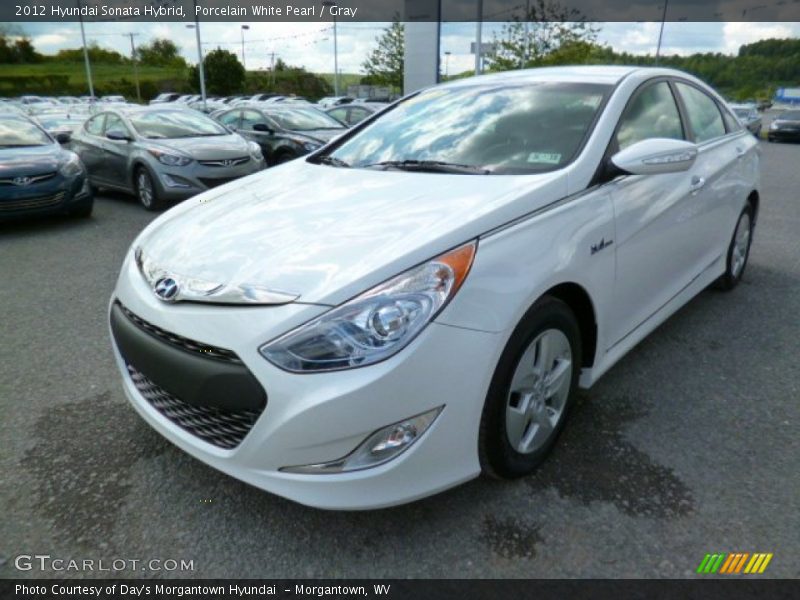Porcelain White Pearl / Gray 2012 Hyundai Sonata Hybrid