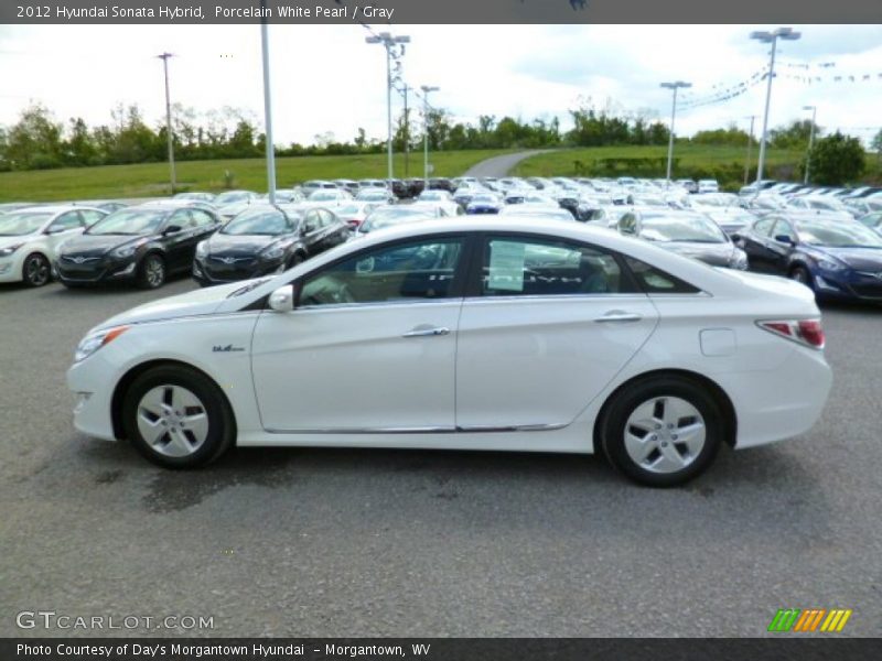 Porcelain White Pearl / Gray 2012 Hyundai Sonata Hybrid