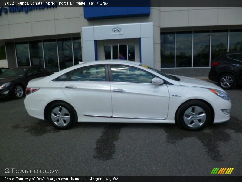 Porcelain White Pearl / Gray 2012 Hyundai Sonata Hybrid