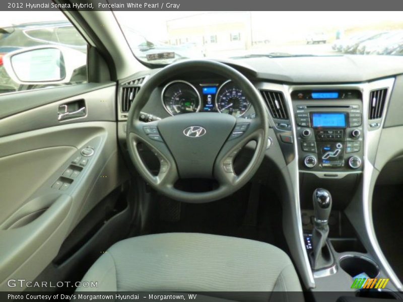 Porcelain White Pearl / Gray 2012 Hyundai Sonata Hybrid