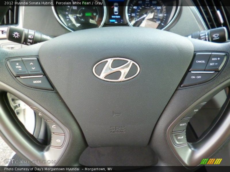 Porcelain White Pearl / Gray 2012 Hyundai Sonata Hybrid