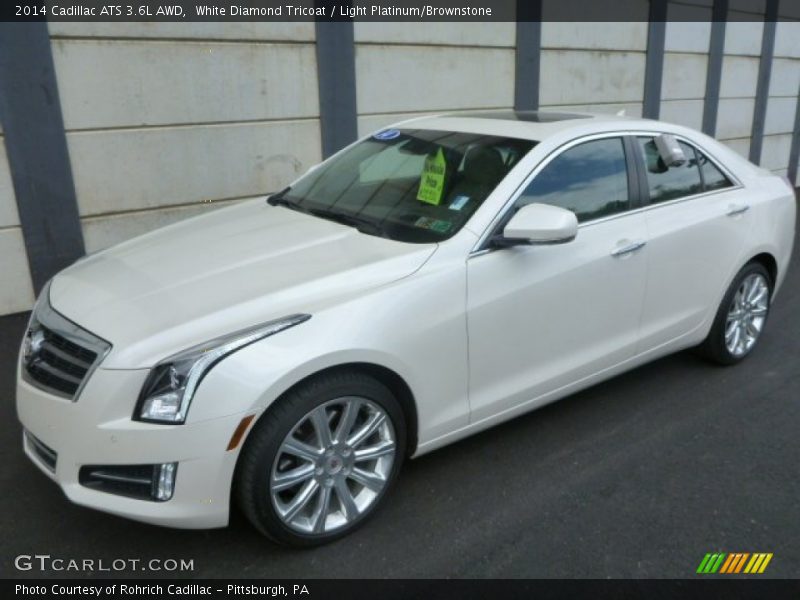 White Diamond Tricoat / Light Platinum/Brownstone 2014 Cadillac ATS 3.6L AWD