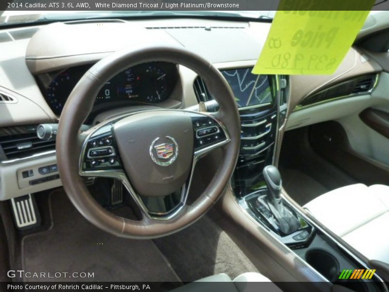 White Diamond Tricoat / Light Platinum/Brownstone 2014 Cadillac ATS 3.6L AWD